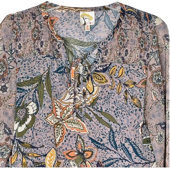 Fig and Flower 2-part Long Sleeved Smocked Top - Lavender/Navy - L - Picture 3 of 10